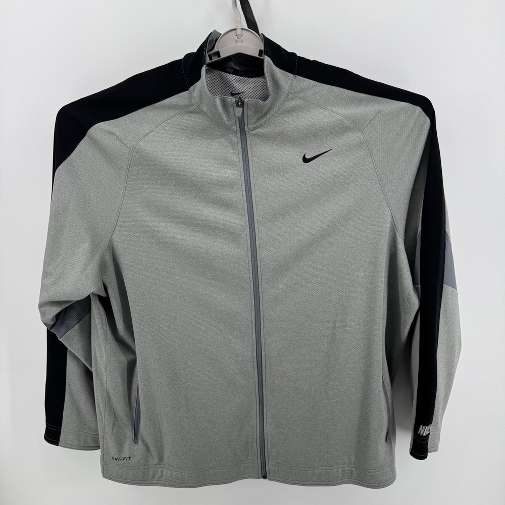 Nike Dri-FIT Mens 3XL Gray Black Full Zip Track Jacket Training RN 56323